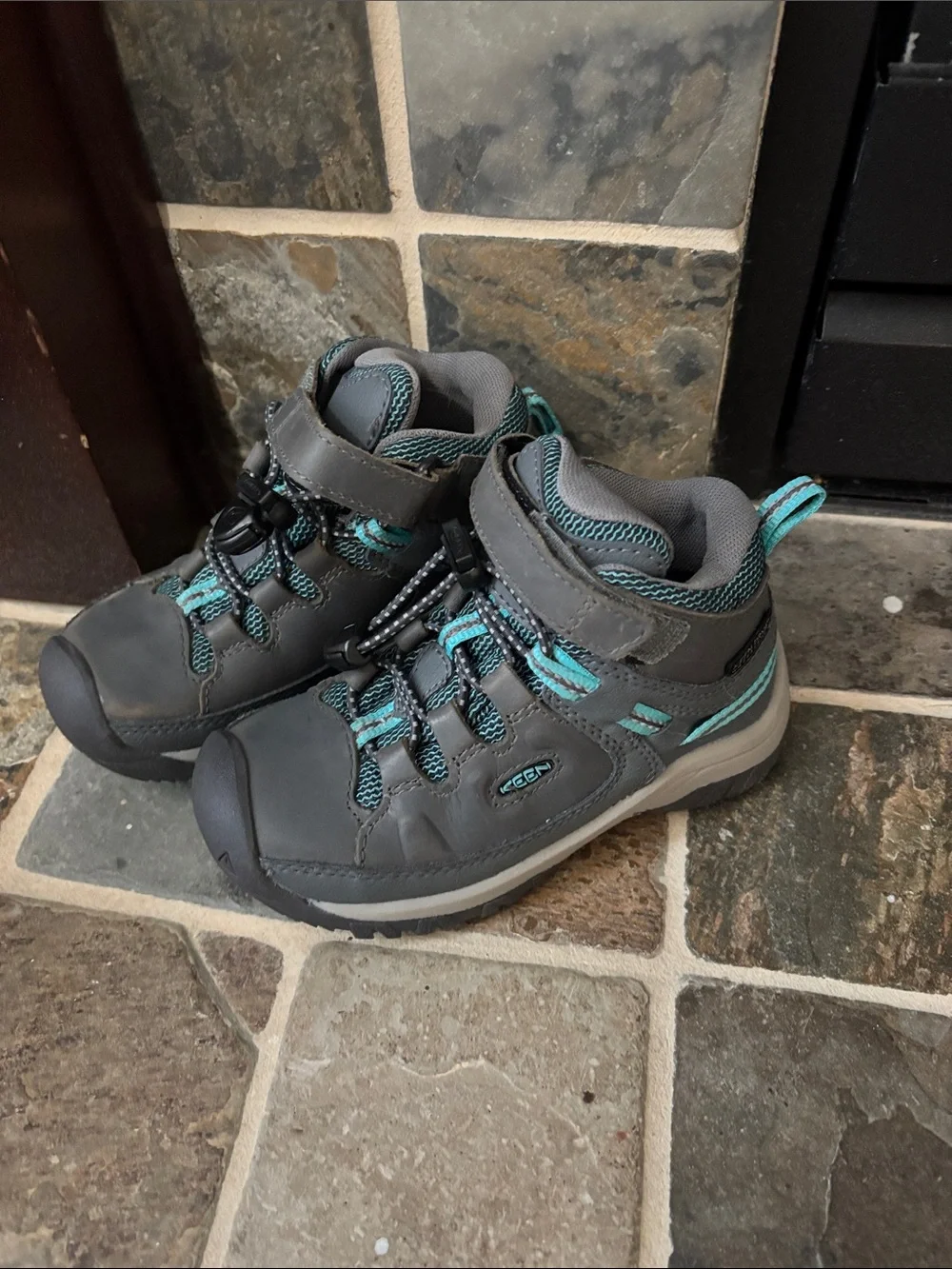Keen Kids Gray and Teal Hiking Boots
